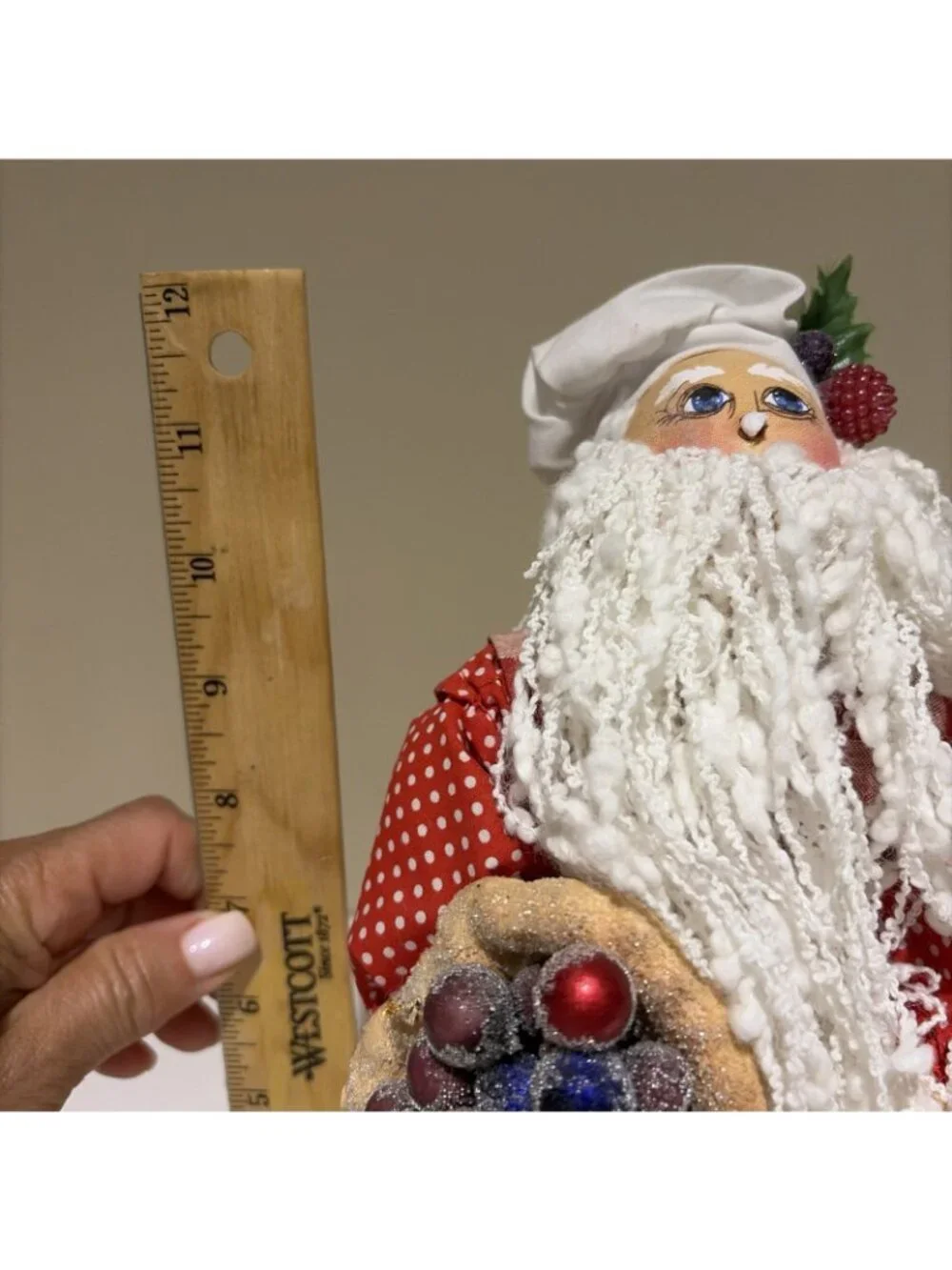 Vintage Baker Chef Kitchen Santa Claus Figurine Frosted Fruit Spoon 12